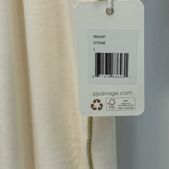 PJ Salvage Drawstring Gold Side Piping Lounge Sleep Jogger Pants - Stone - Large - Picture 5 of 9